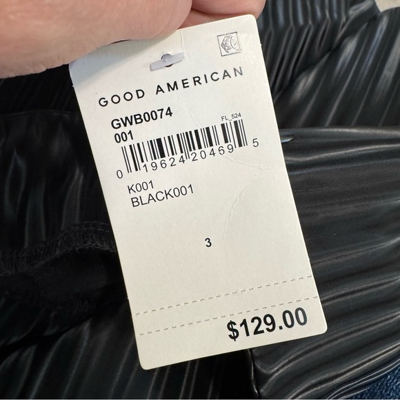 Good American NWT Black Hologram Pleat Pants - Picture 7 of 8